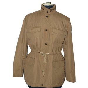 London fog string lined hooded military brown jacket M